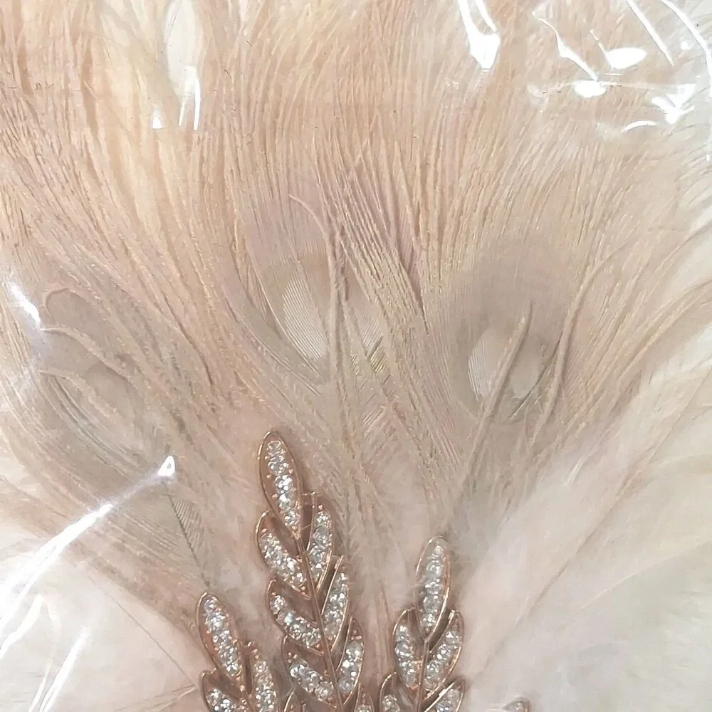 1920s Flapper Headband Gatsby Rhinestone Feather Costume Hair Accessory